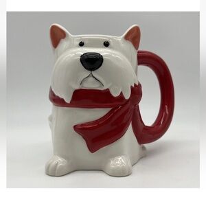 Pier 1 White and Red Dog Mug
